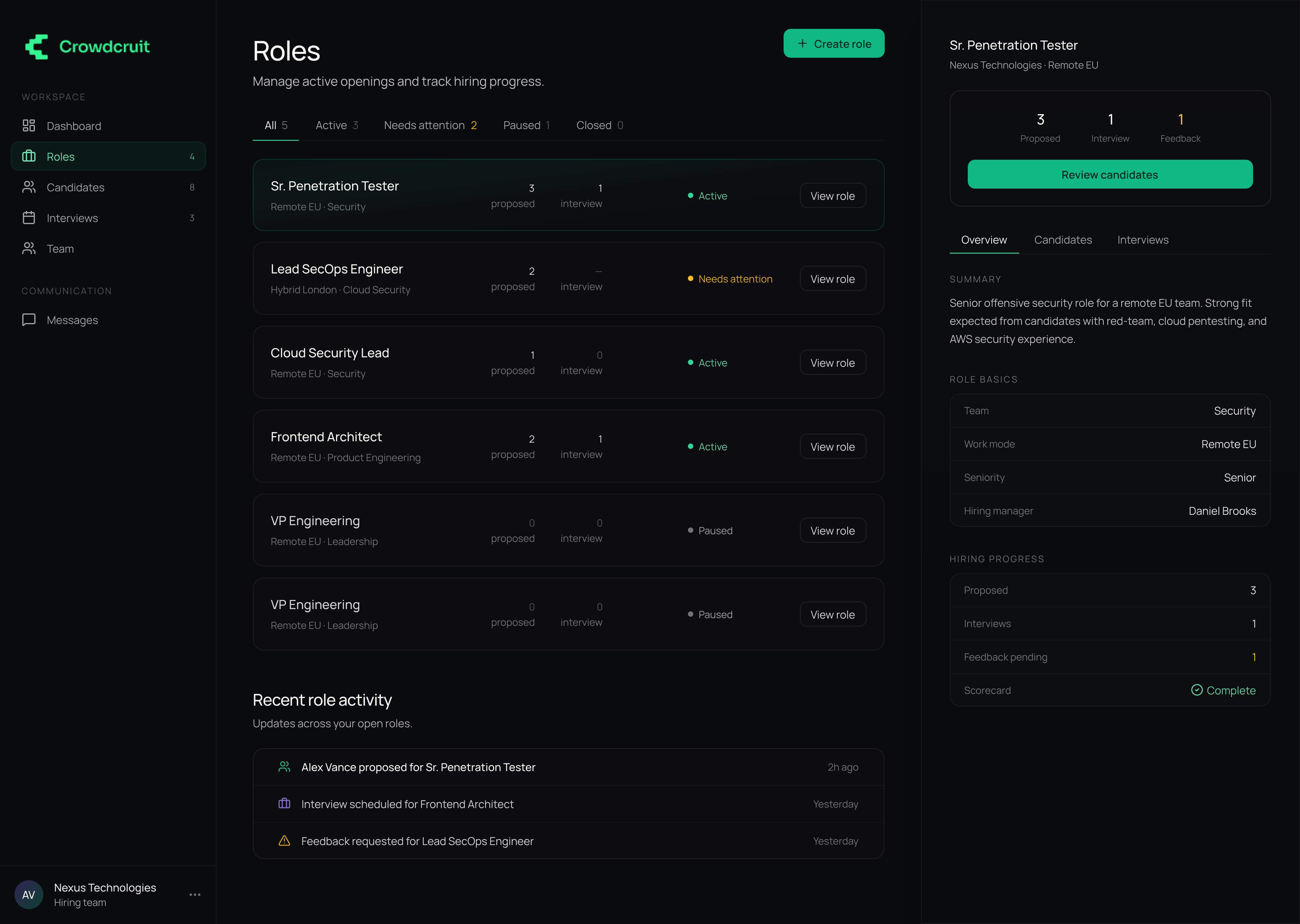 Company – open roles page